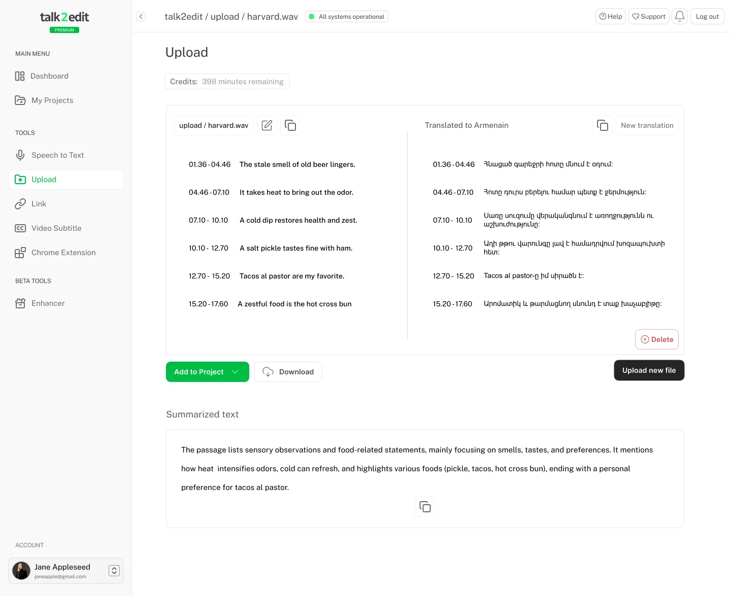 Talk2Edit summarize action