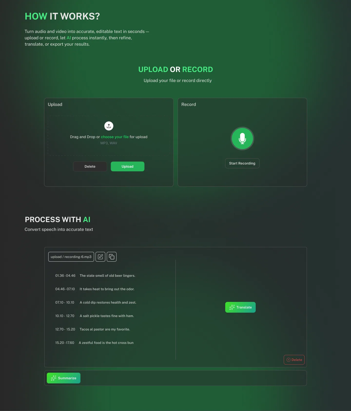 Talk2Edit landing — how it works